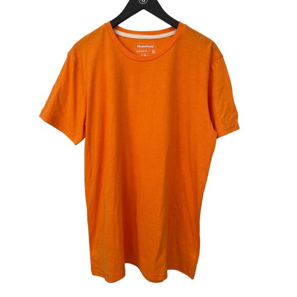 Homefield Crewneck Short Sleeve T-Shirt Men's XL Orange Cotton Blend Plain Basic - Picture 1 of 6